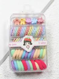 Colorful Kids Hair Accessory Set: Cute Clips, Bands & Scrunchies in a Macaron Box